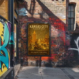 Kansas City Plaza In Gold Poster