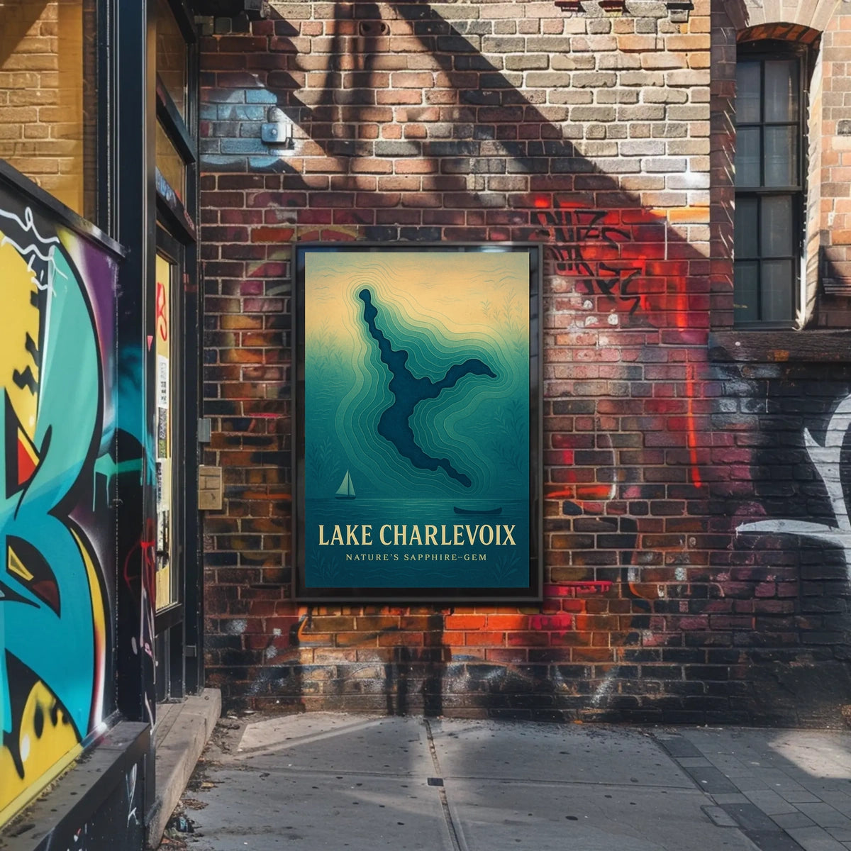Lake Charlevoix Topographic Travel Poster