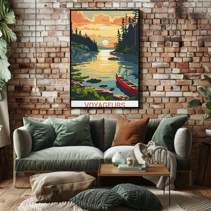 Voyageurs National Park Minnesota Canoe Travel Poster