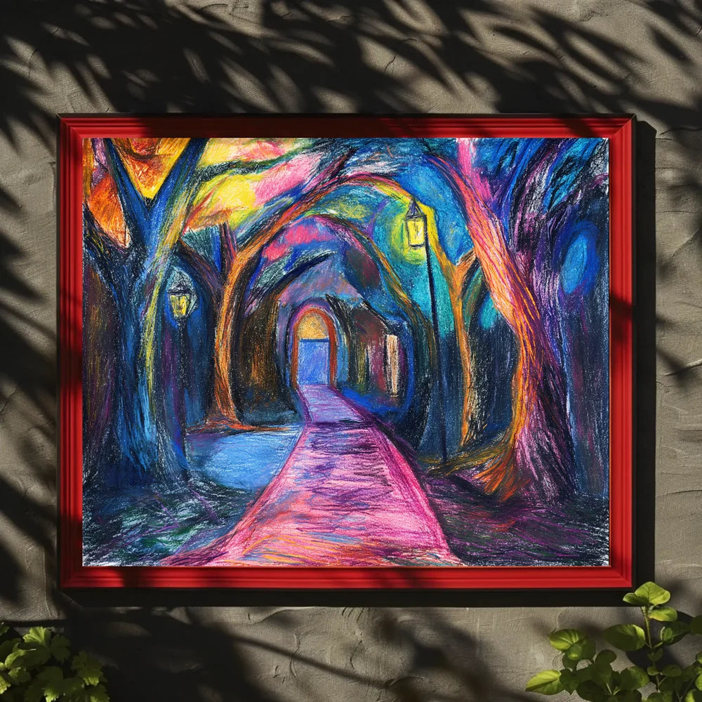 Enchanted Forest Pathway: Mystical Impressionist Art Poster