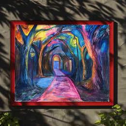 Enchanted Forest Pathway: Mystical Impressionist Art Poster
