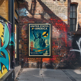 Patriotic American Freedom Vintage Artistic Poster