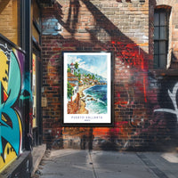 Puerto Vallarta Scenic Watercolor Travel Poster PosterGoat