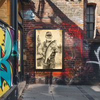 Vintage Style Fisherman Holding Large Bass Rustic Poster