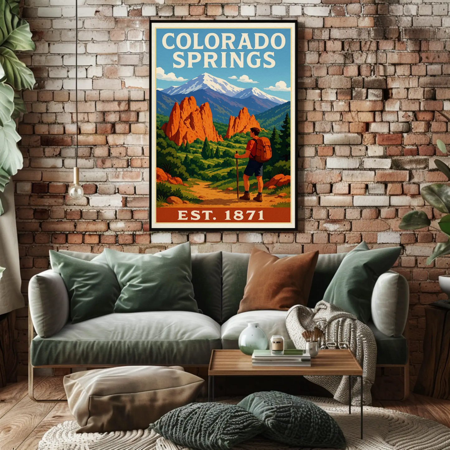 Colorado Springs Red Rocks Hiking Est 1871 Travel Poster