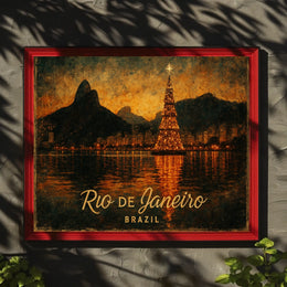 Rio de Janeiro Christmas Scene Poster