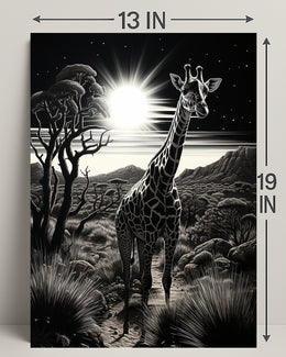 Moonlit Giraffe In The Savanna Poster