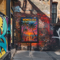 Honolulu Island Christmas Poster