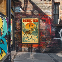 Reindeer On Skis Poster