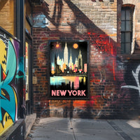 New York City Skyline Poster Retro Art Deco Wall Art