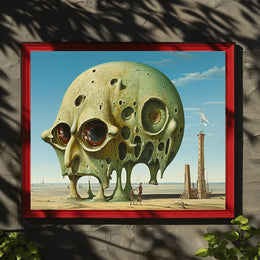 Surreal Desert Skullscape Art: Abstract or Artistic Poster