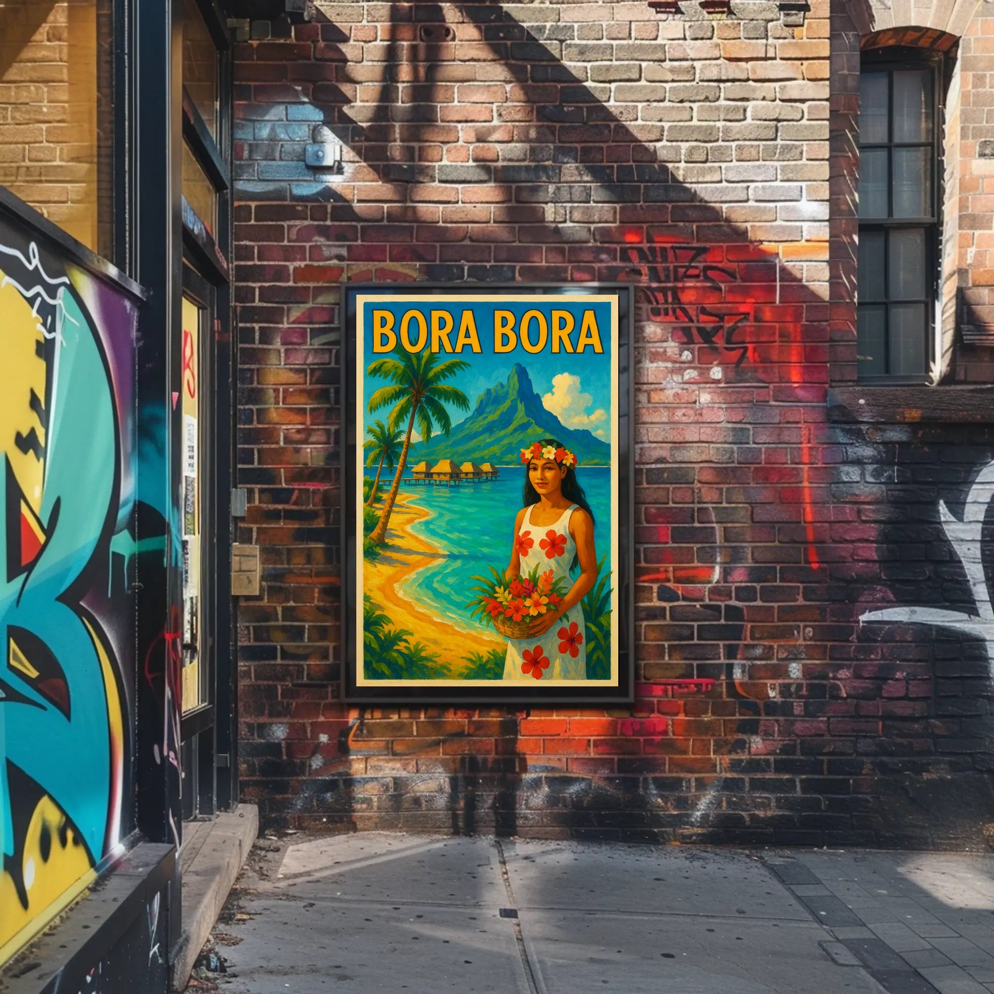 Tropical Vintage Bora Bora Travel Poster PosterGoat