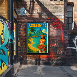 Tropical Vintage Bora Bora Travel Poster PosterGoat