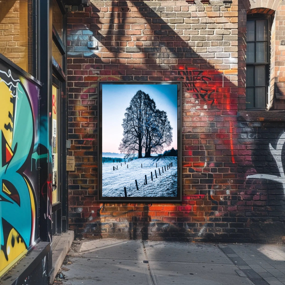 Majestic Winter Tree Scenic Landscape Art Poster