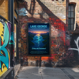 Lake George Twilight Escape Poster Vintage Travel Wall Art