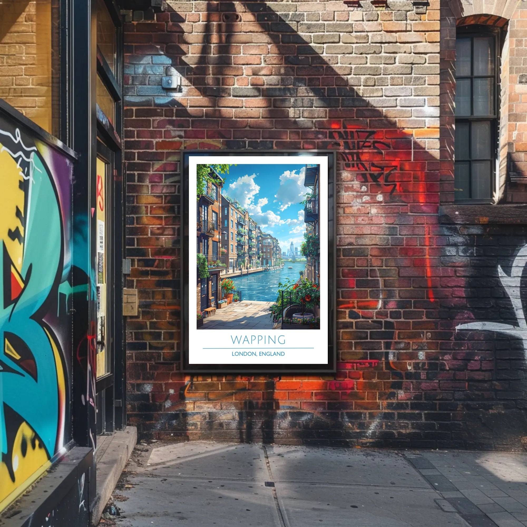 Wapping Canal with Modern Skyline Urban or Cityscape Poster