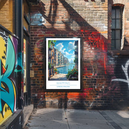 Wapping Canal with Modern Skyline Urban or Cityscape Poster