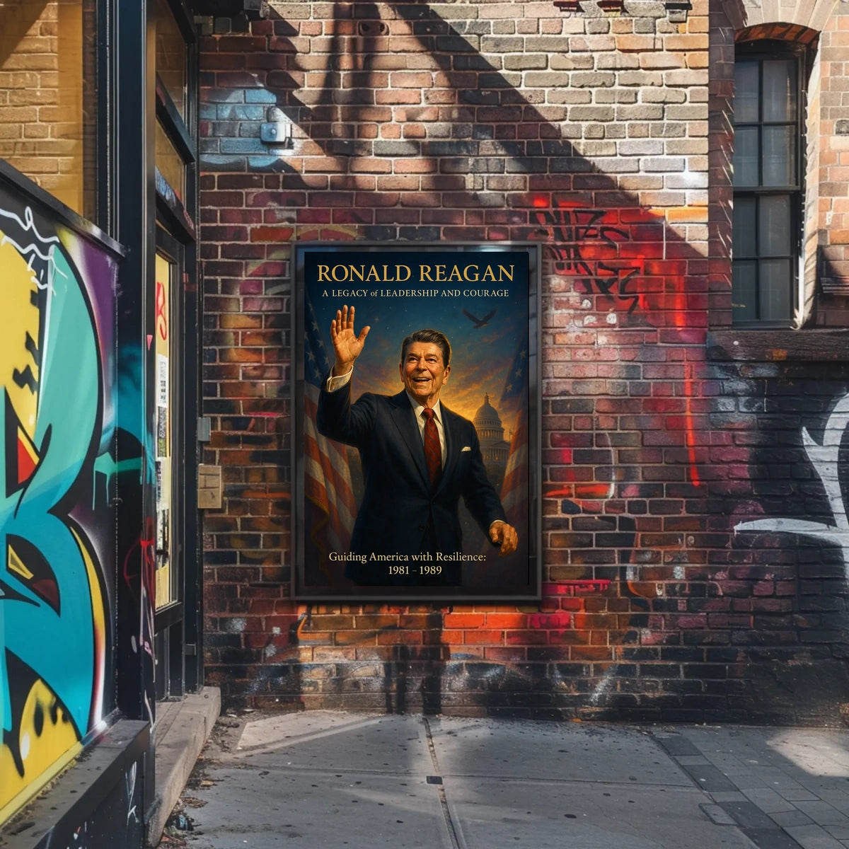 Ronald Reagan Vintage Patriotic Leadership Poster Art