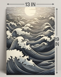 Ocean Waves At Sunset Poster PosterGoat