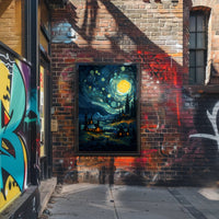 Starry Night Village Poster