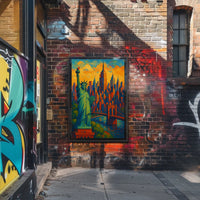 New York City Skyline Vibrant Poster Modern Wall Art