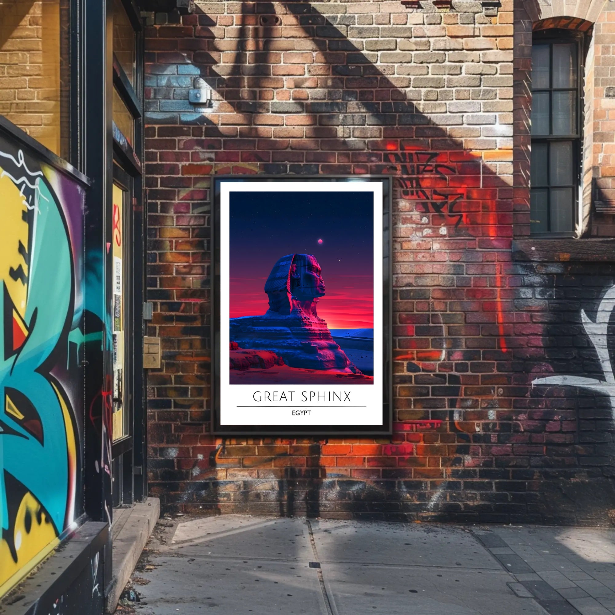 Great Sphinx Poster Under Surreal Night Sky - Fantasy Poster