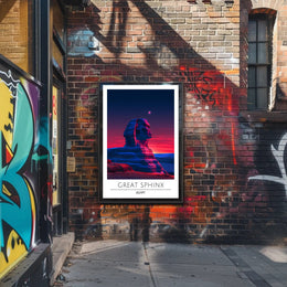 Great Sphinx Poster Under Surreal Night Sky - Fantasy Poster