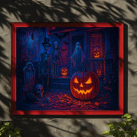 Haunted Halloween Night Gothic Digital Painting Dramatic Mood Wall Art Decor Lovers Poster