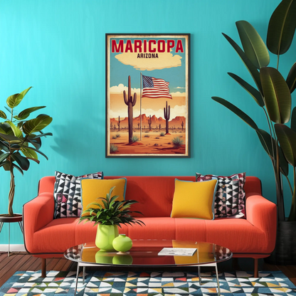 Maricopa Arizona Desert Flag Vintage Travel Poster