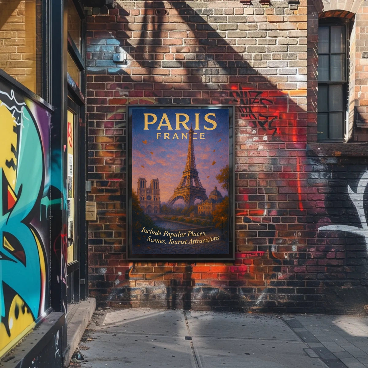 Paris, France Iconic Landmarks Poster