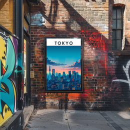 Tokyo Skyline at Sunset Travel Poster