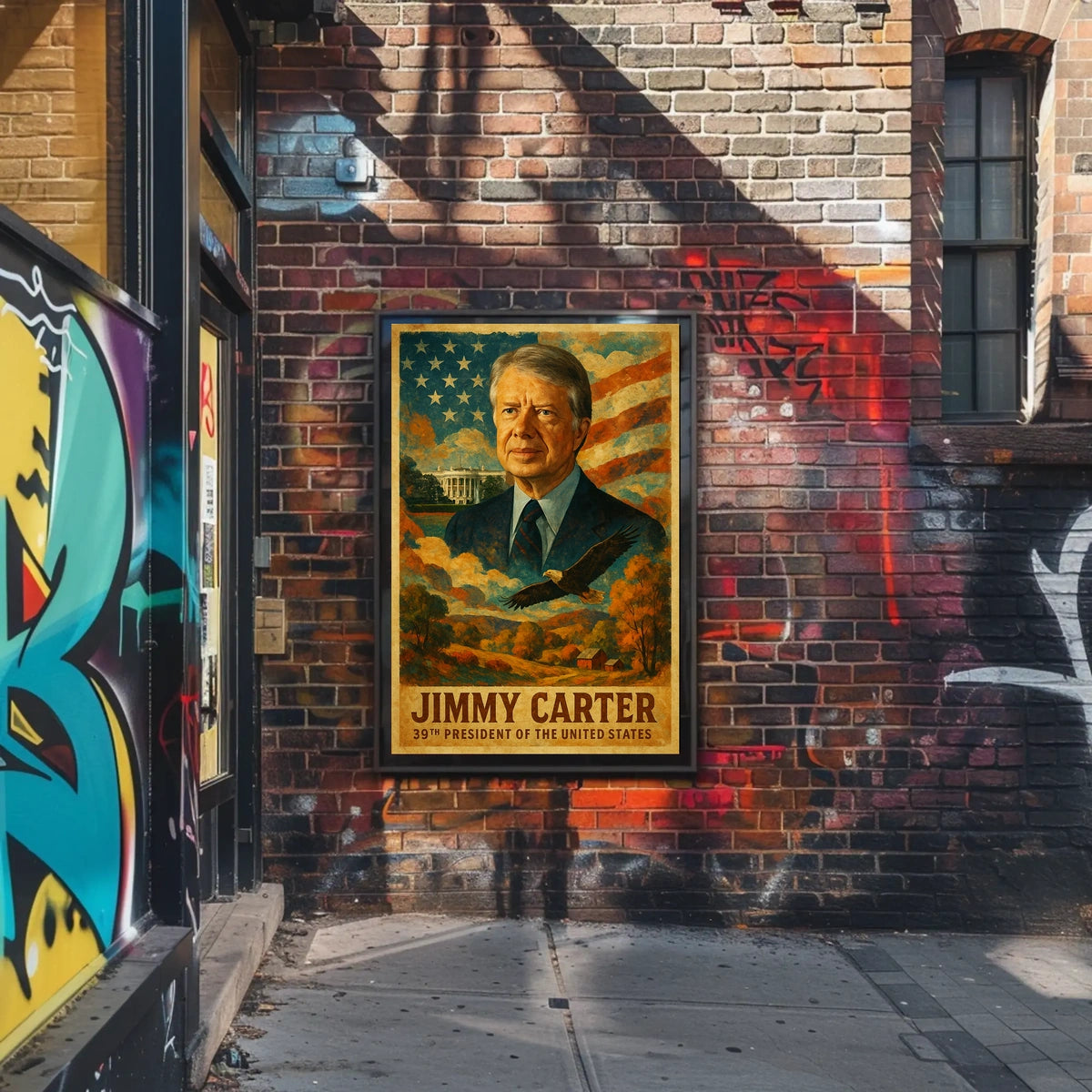 Jimmy Carter 39th President of the United States Layered Digital Collage Poster