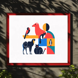Stylized Geometric Animal Art Poster for Walls
