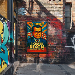 Richard Nixon 37th President of the United States Colorful Comic Book Style Poster