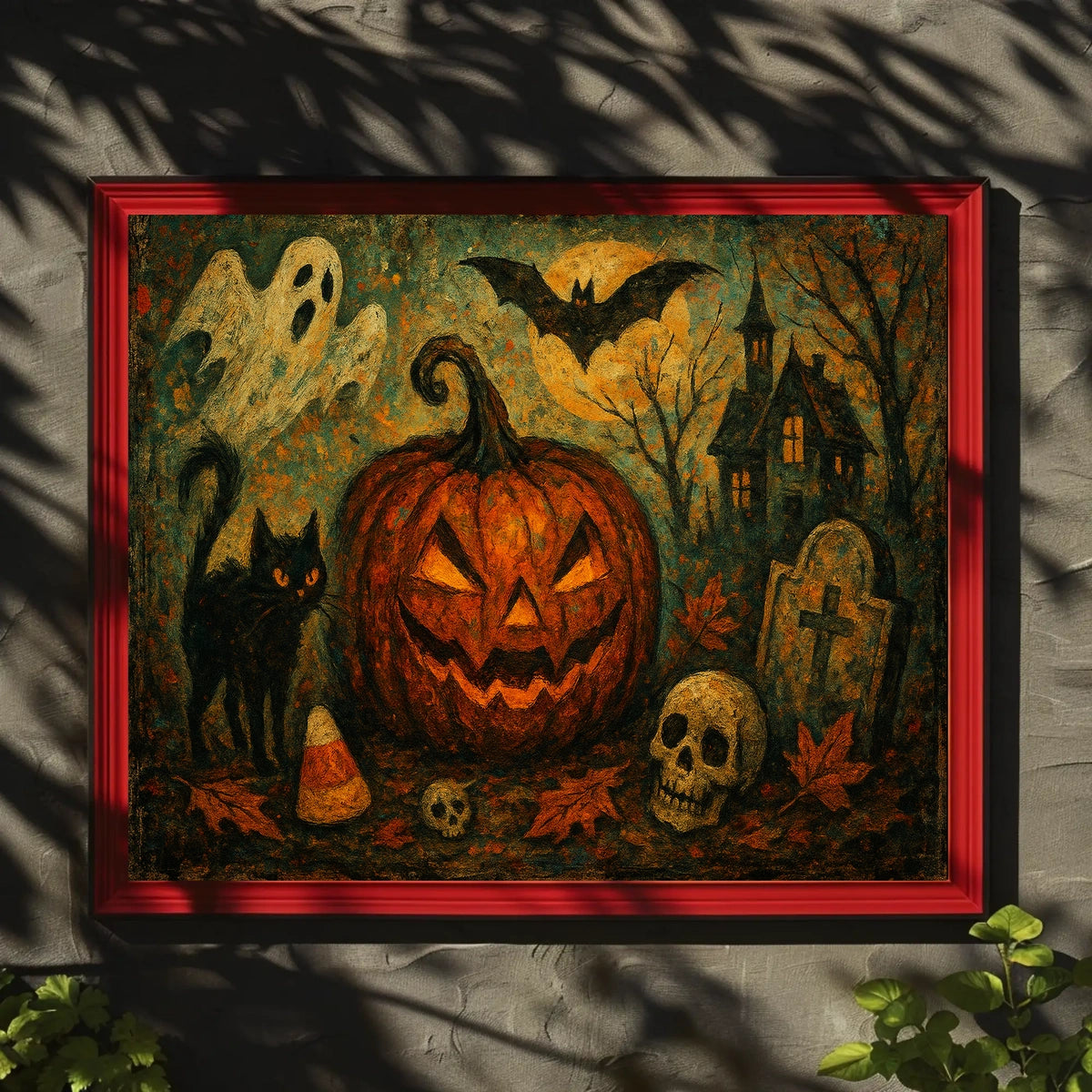 Halloween Night Gothic City Nightscape Eerie Ambient Nocturnal Urban Wanderlust Decor Poster