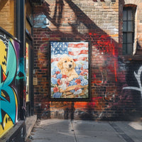 Golden Retriever Puppy In A Wagon With Flowers Poster