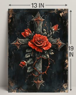 Roses And Cross Poster