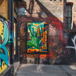 New York City Bright Iconic Urban Poster Vintage Wall Art