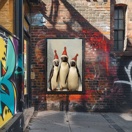Festive Penguins Trio Poster