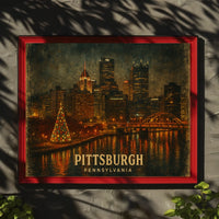 Pittsburgh Skyline at Night Poster