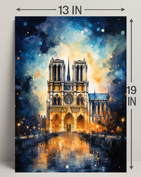 Notre-Dame De Paris A Nighttime Poster