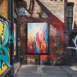 Vibrant Urban Cityscape Geometric Abstract Artistic Poster