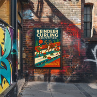 Reindeer Curling Competition Poster
