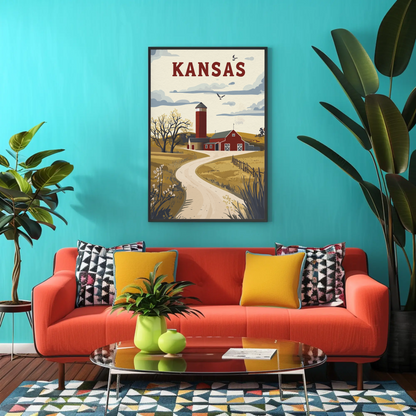Kansas Prairie House Vintage Poster