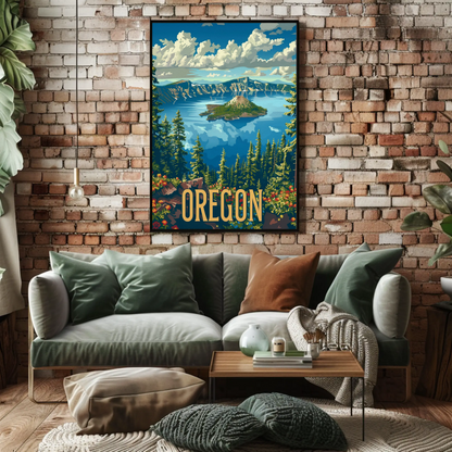 Oregon Crater Lake Wilderness Vista Travel Poster