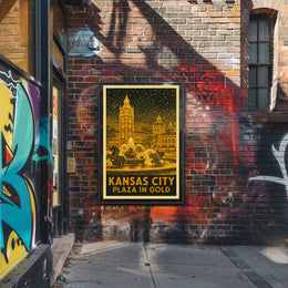 Kansas City Plaza in Gold Poster