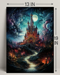 Enchanted Castle Under The Moonlit Sky Poster