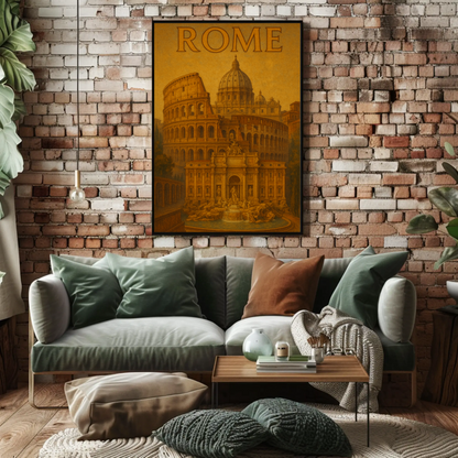 Rome Vatican Trevi Colosseum Travel Poster