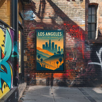 Los Angeles Retro Skyline Travel Poster Art