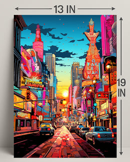 Neon Cityscape At Dusk Poster